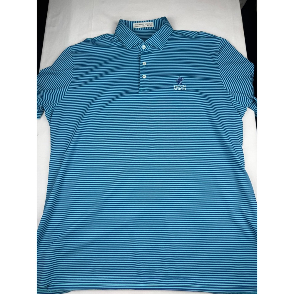 Holderness & Bourne Polo XXL Blue Striped Troon North Tailored Fit Golf Shirt
